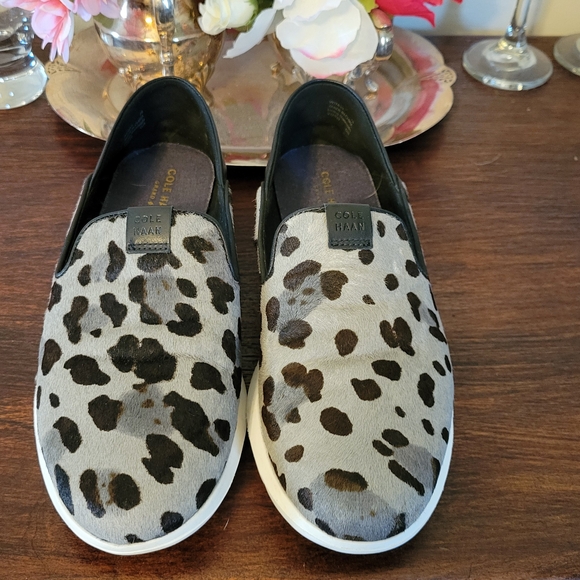 Cole Haan Shoes - Cole Haan Women's Gray Leopard-Print Slip-On Sneakers